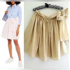 Miu Miu Tie-front Gathered Cotton-Poplin Unlined Mini Skirt Beige / Sand Size 8